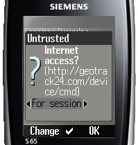 Cell phone screen with the program.