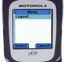 Cell phone screen with the program.